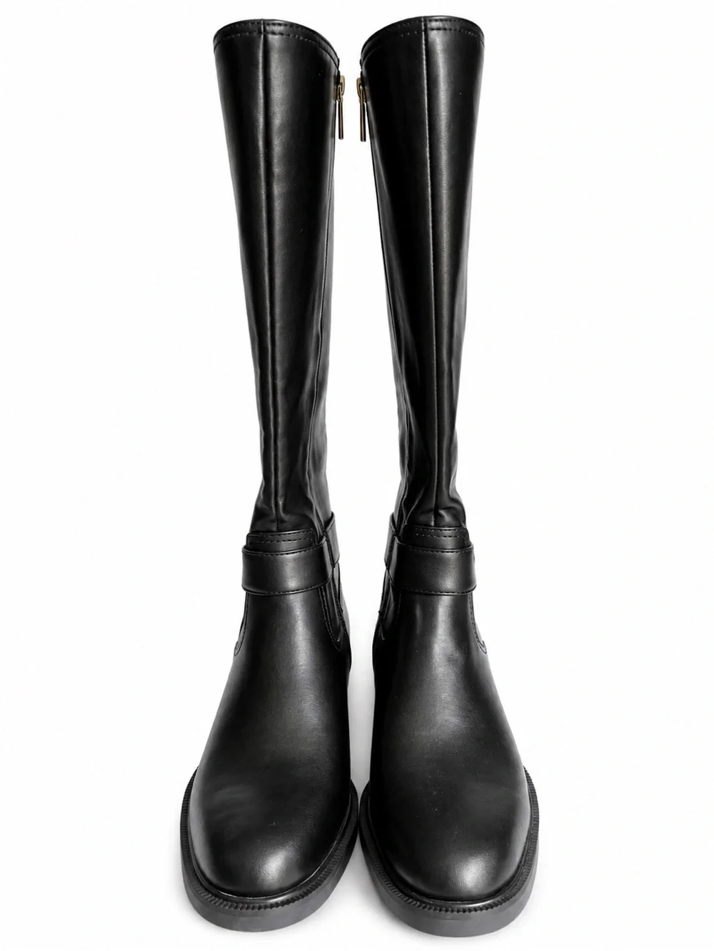 Vince Camuto Black Knee High Riding Boots Women’s 8 NWT Gold Buckle